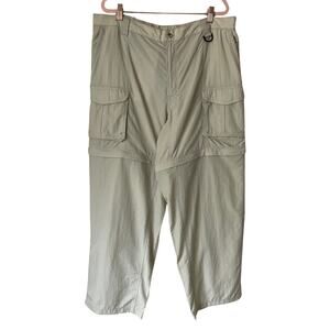 Columbia Pants Mens XL Khaki Convertible PFG Nylon Cargo Shorts Outdoor Hiking